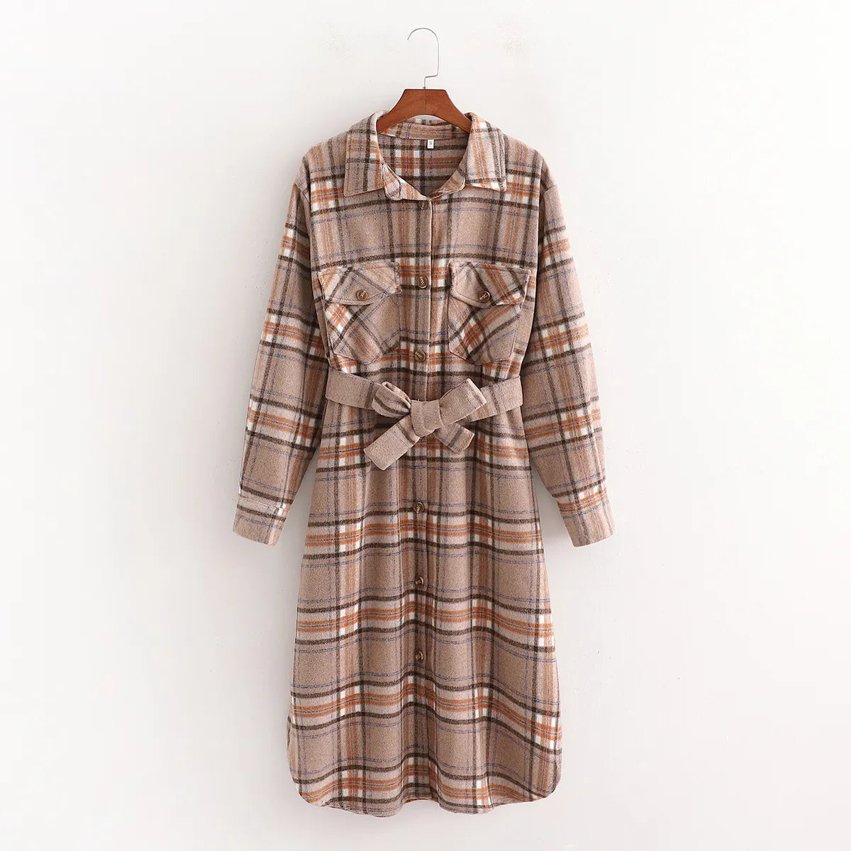Herfst Jurk met Ceintuur Geruit Rokje Elodie - Mode Vibes