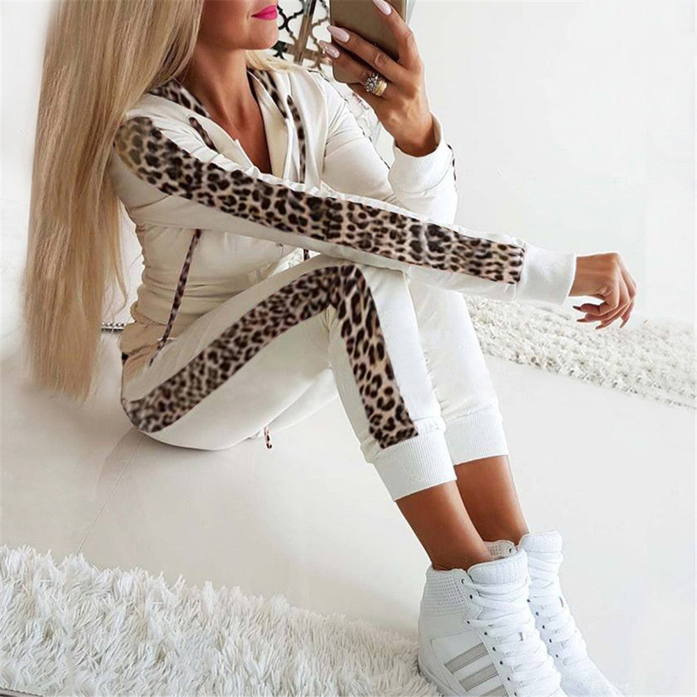 Dames Joggingpak Tweedelig met Capuchon en Luipaard Print - Mode Vibes