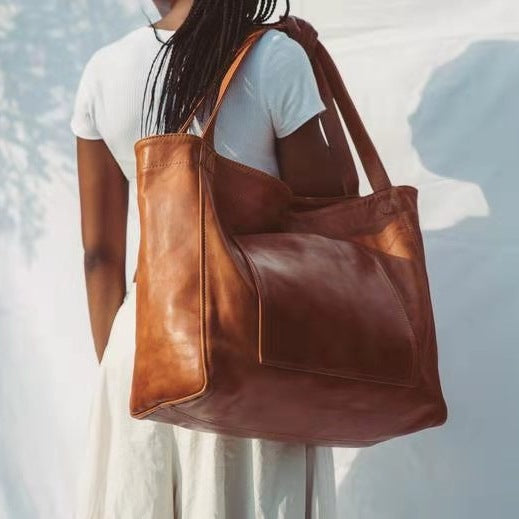 Dames Leren Shopper Groot Faux Leer Tote Tas - Mode Vibes
