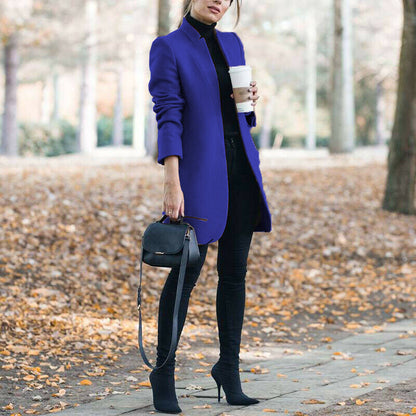 Dames Winterjas Lange Coat met Opstaande Kraag