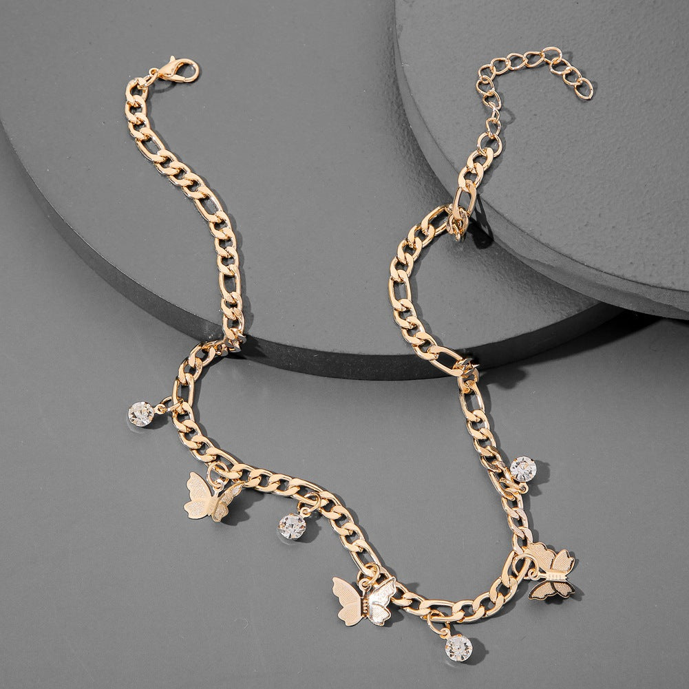 Vlinder Ketting voor Dames met Strass Steentjes en Schakels
