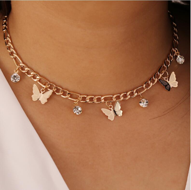 Vlinder Ketting voor Dames met Strass Steentjes en Schakels - Mode Vibes