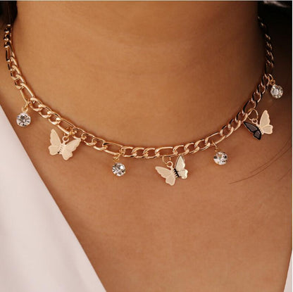 Vlinder Ketting voor Dames met Strass Steentjes en Schakels - Mode Vibes
