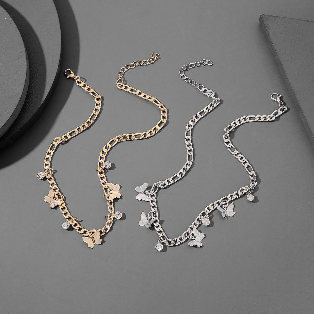 Vlinder Ketting voor Dames met Strass Steentjes en Schakels