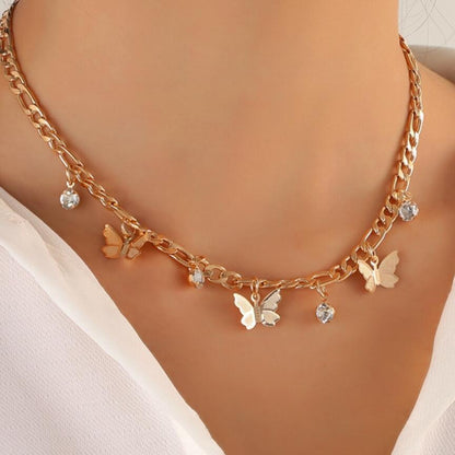 Vlinder Ketting voor Dames met Strass Steentjes en Schakels