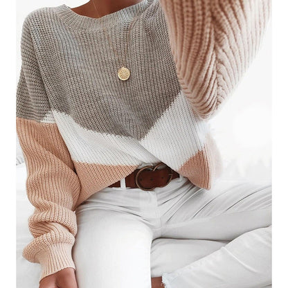 Dames Trui met Kleurvlakken Trendy Stijlvol