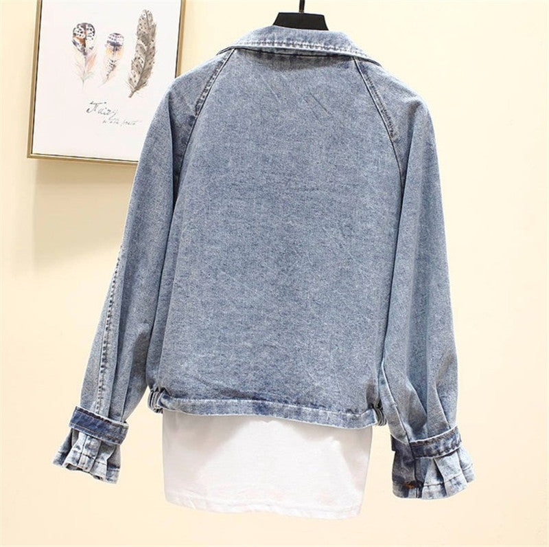 Dames Oversized Denim Jas Moderne Vintage Stijl
