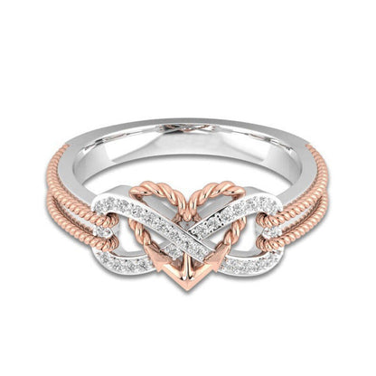 Dames Zilveren Oneindigheidsring met Hart Edelstaal