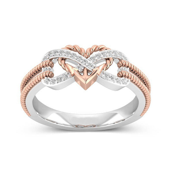 Dames Zilveren Oneindigheidsring met Hart Edelstaal