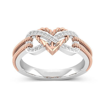 Dames Zilveren Oneindigheidsring met Hart Edelstaal