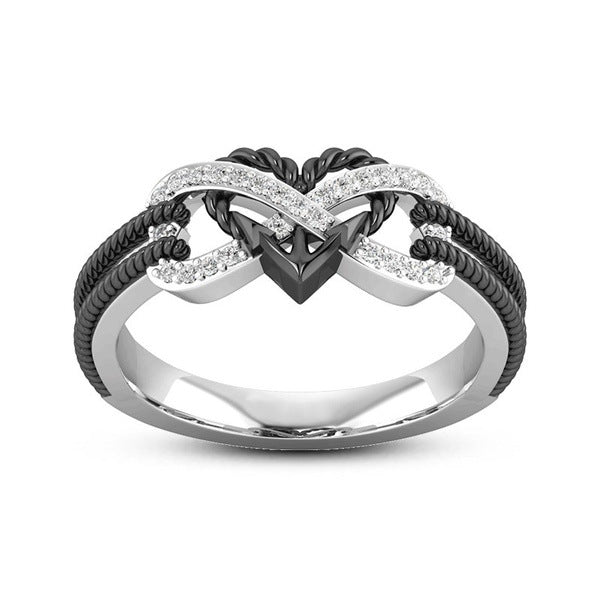 Dames Zilveren Oneindigheidsring met Hart Edelstaal