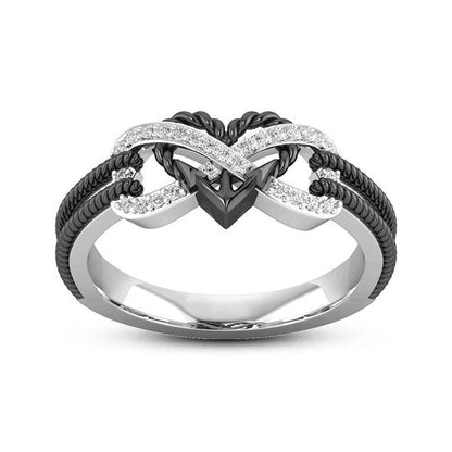 Dames Zilveren Oneindigheidsring met Hart Edelstaal