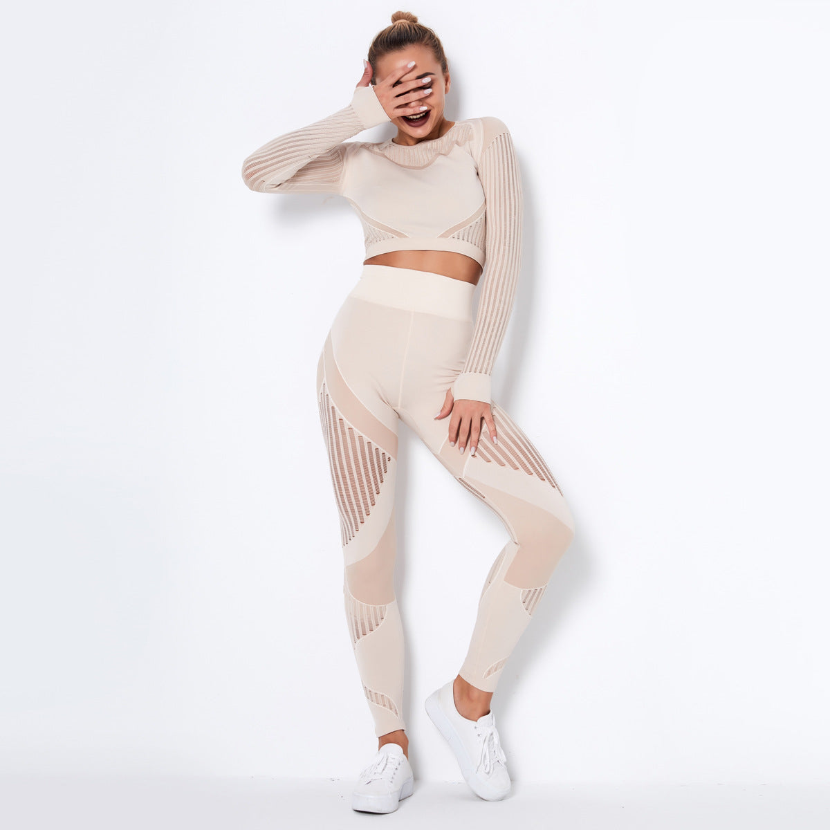 Dames Yoga Set Lange Mouwen Zacht Elastisch