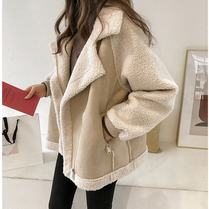 Dames Shearling Jas Warm Aviator Model Blyssa