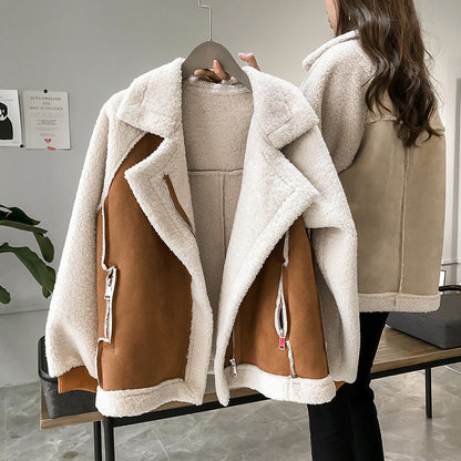 Dames Shearling Jas Warm Aviator Model Blyssa
