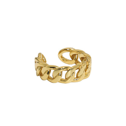 Dames Ring met Gedraaide Ketting Zilverkleurig Open Schakel Ontwerp