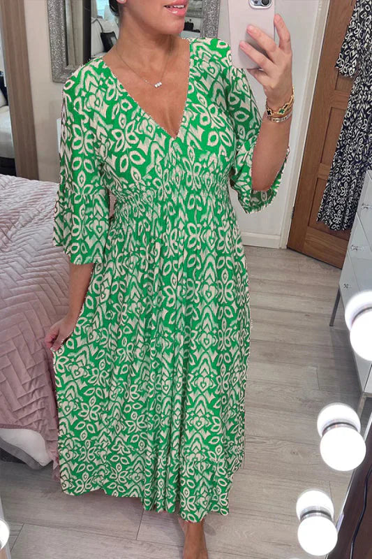 Bloemenjurk V-hals Zomerjurk Casual KLEDING