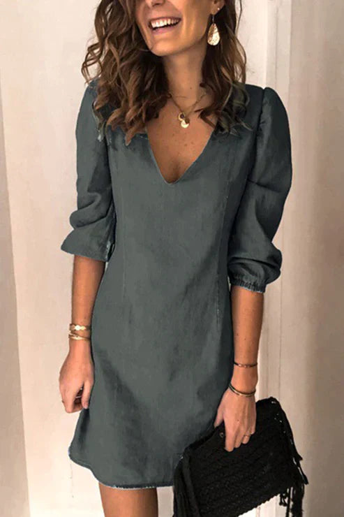 Vrouwelijke Jurk met V-Hals Zomerkleuren Casual Stijl