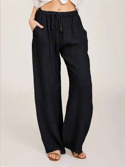 Dames Linnen Broek Zomerse Losse Fit - Mode Vibes