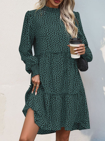 Dames Babydoll Jurk met Bloemenprint en Plooi Details