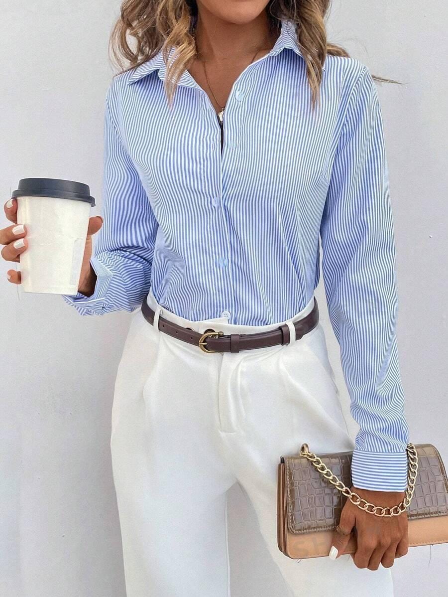 Damesblouse Gestreept Klassieke Stijl Larissa