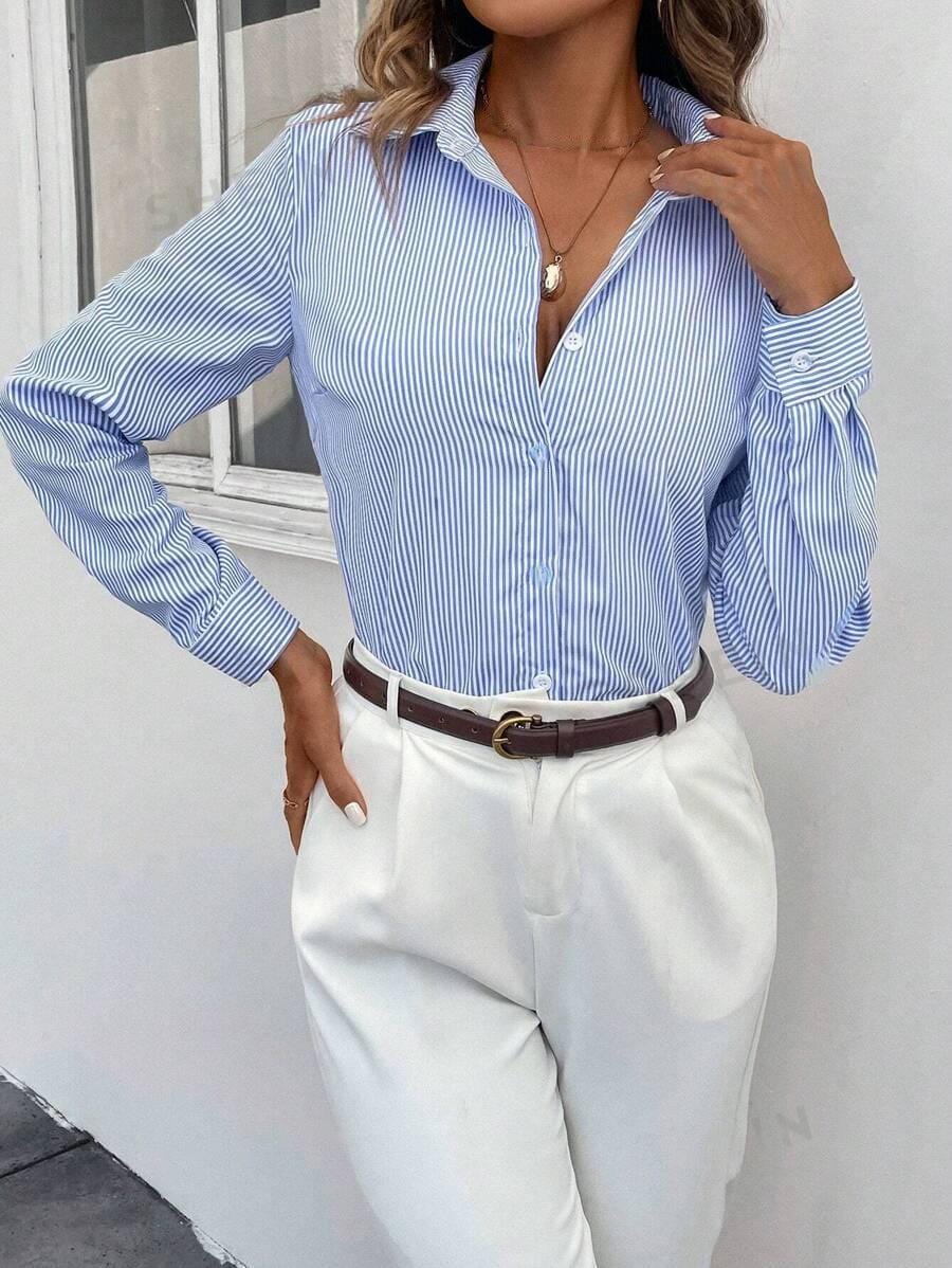 Damesblouse Gestreept Klassieke Stijl Larissa