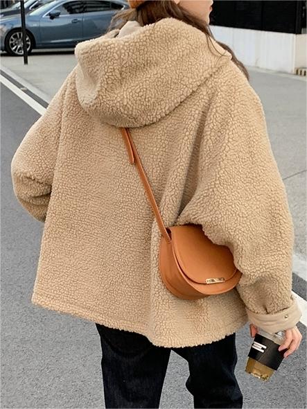 Damesjas Fleece Oversized Warme Parka met Capuchon