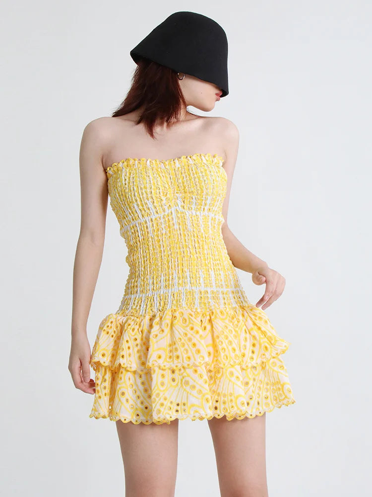 Mini Feestjurk Strapless Trendy Jurk voor Vrouw