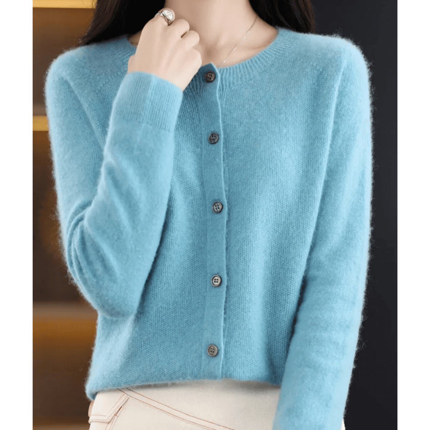 Dames Fijngebreid Vest met Ronde Hals – Wolachtige Look