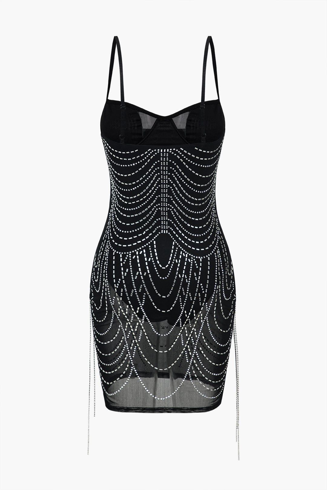 Mesh Mini-jurk Met Strass Steentjes Glanzend en Glamour