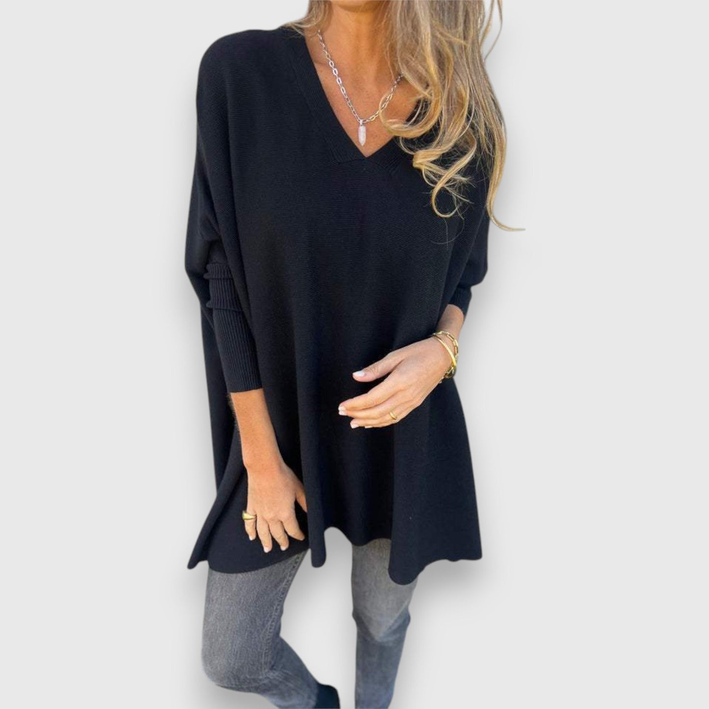Dames Oversized Trui V-hals Comfortabele Pasvorm - Mode Vibes
