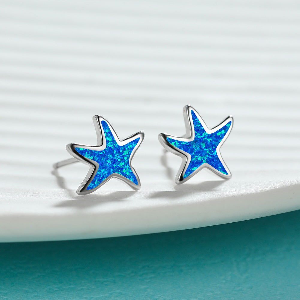 Blauwe Oorbellen Zeester Marina Model