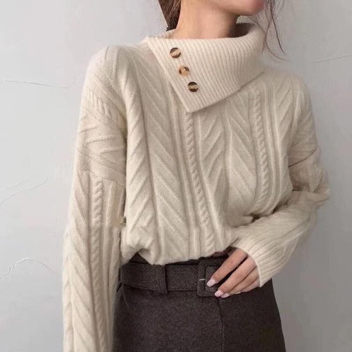 Dames Gebreide Trui met Kraag Detail Trendy Stijl