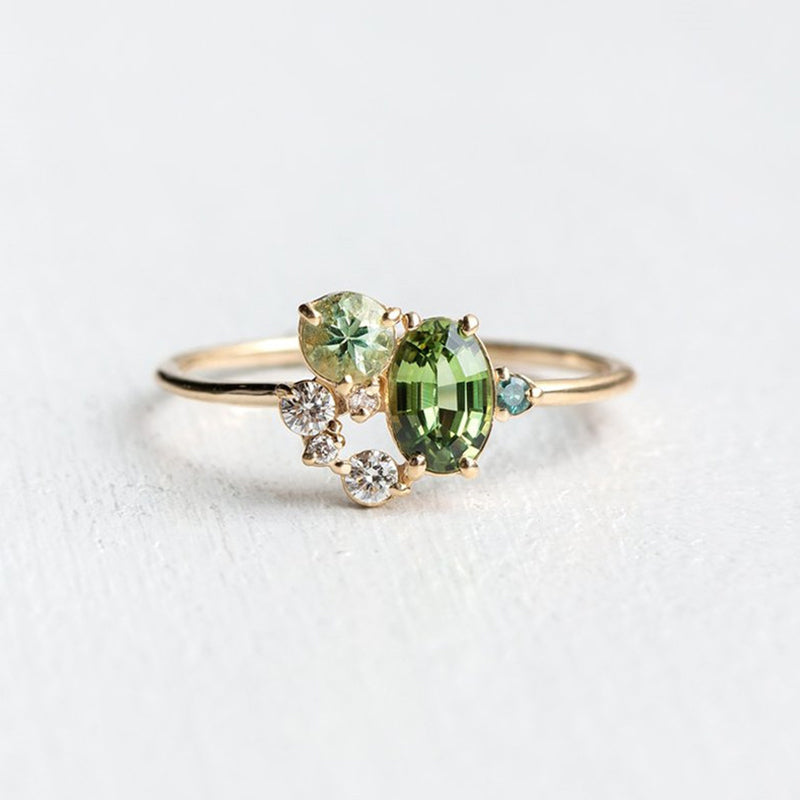 Peridot Ring met Zirkonia Natuursteen Sieraden - Mode Vibes
