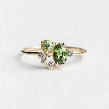 Peridot Ring met Zirkonia Natuursteen Sieraden - Mode Vibes