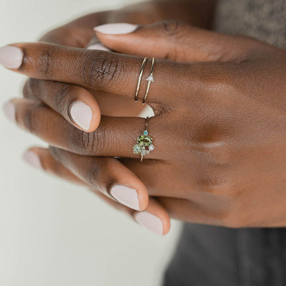 Peridot Ring met Zirkonia Natuursteen Sieraden