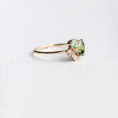 Peridot Ring met Zirkonia Natuursteen Sieraden