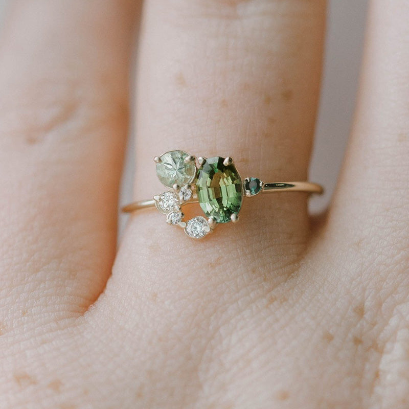 Peridot Ring met Zirkonia Natuursteen Sieraden