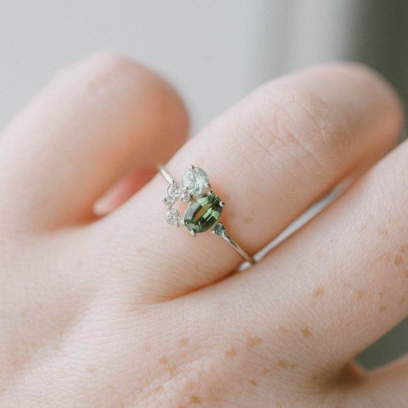 Peridot Ring met Zirkonia Natuursteen Sieraden
