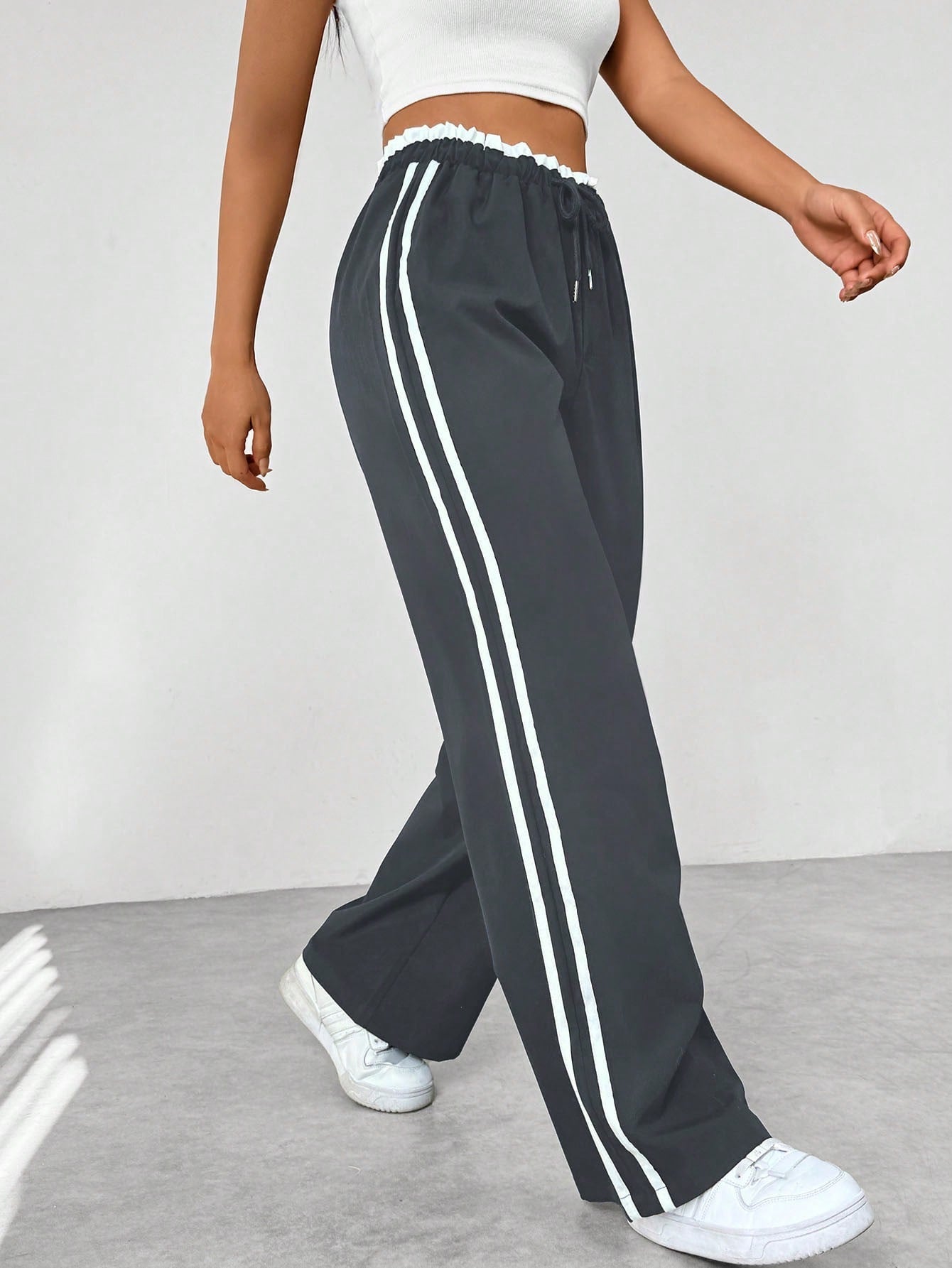Comfortabele Wide Leg Damesbroek Sportstijl