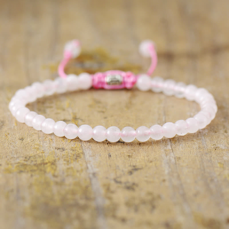 Steenparel Armband Verstelbaar Gevlochten Zilverkleurig