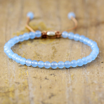 Steenparel Armband Verstelbaar Gevlochten Zilverkleurig