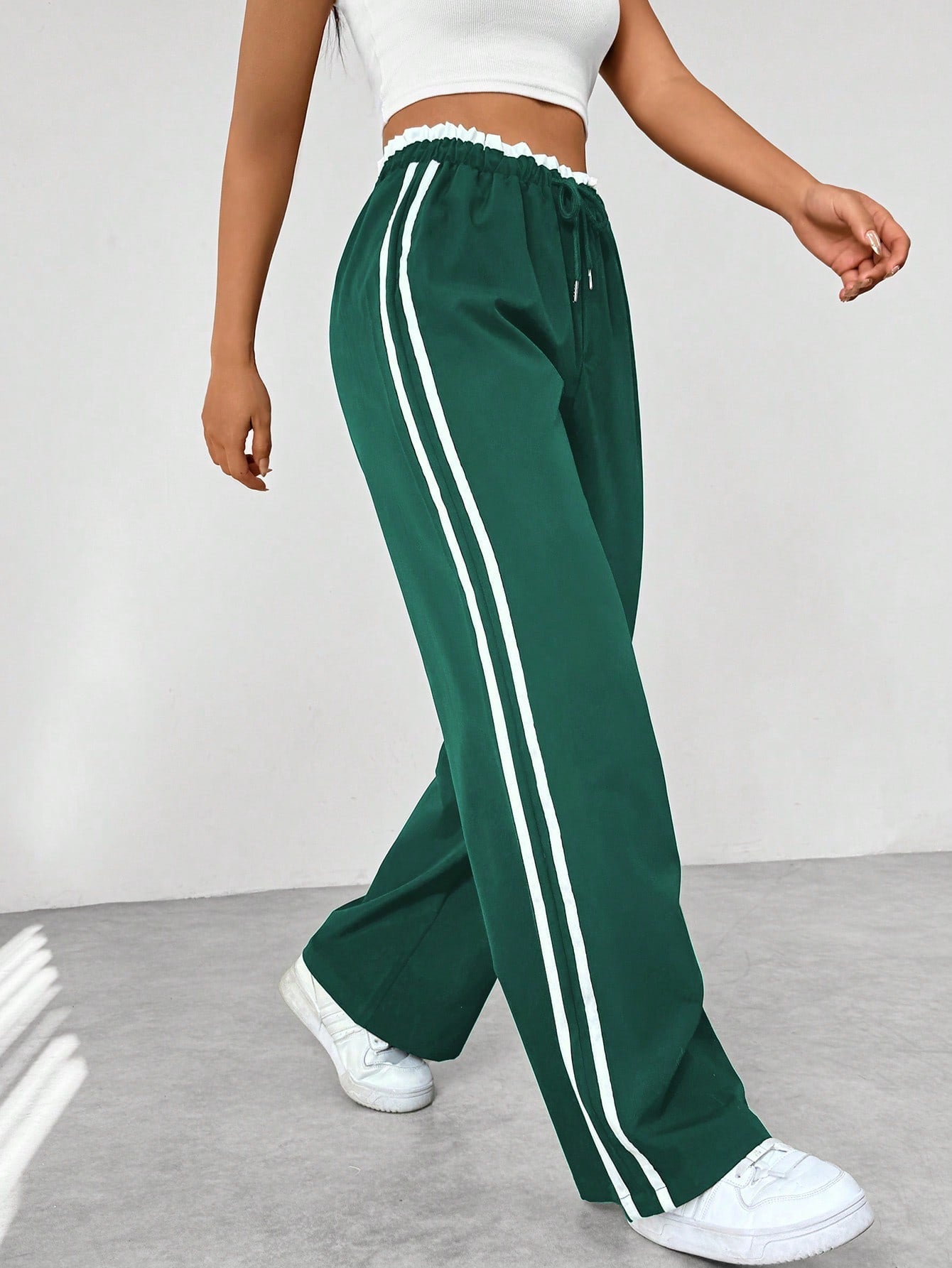 Comfortabele Wide Leg Damesbroek Sportstijl