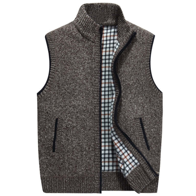 Heren Gebreid Vest met Opstaande Kraag – Stijlvol & Warm