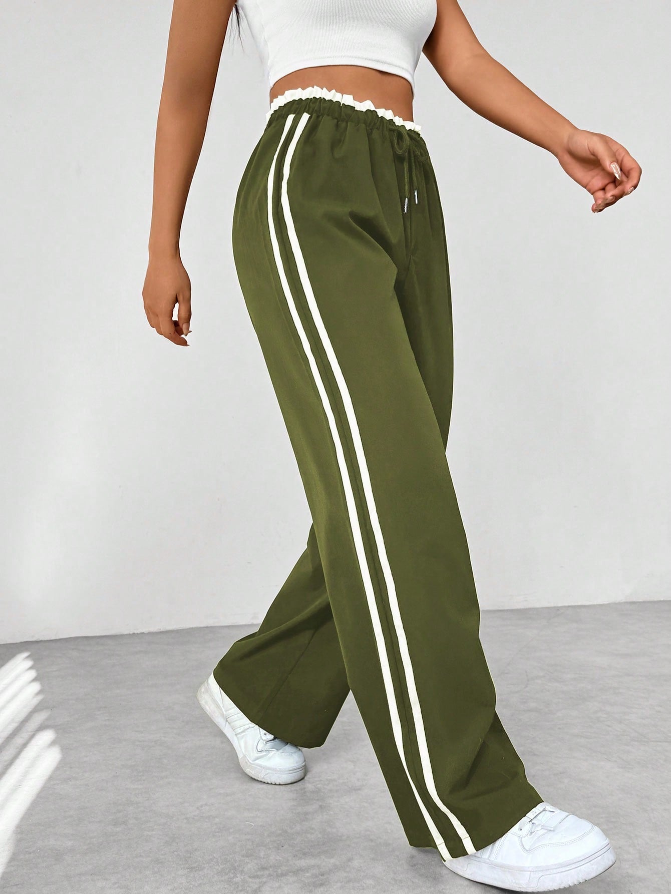 Comfortabele Wide Leg Damesbroek Sportstijl
