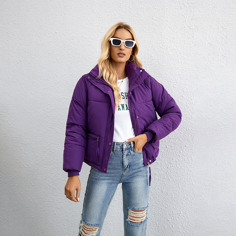 Dames Pufferjas Warm Gewatteerd Elegant Donkerblauw