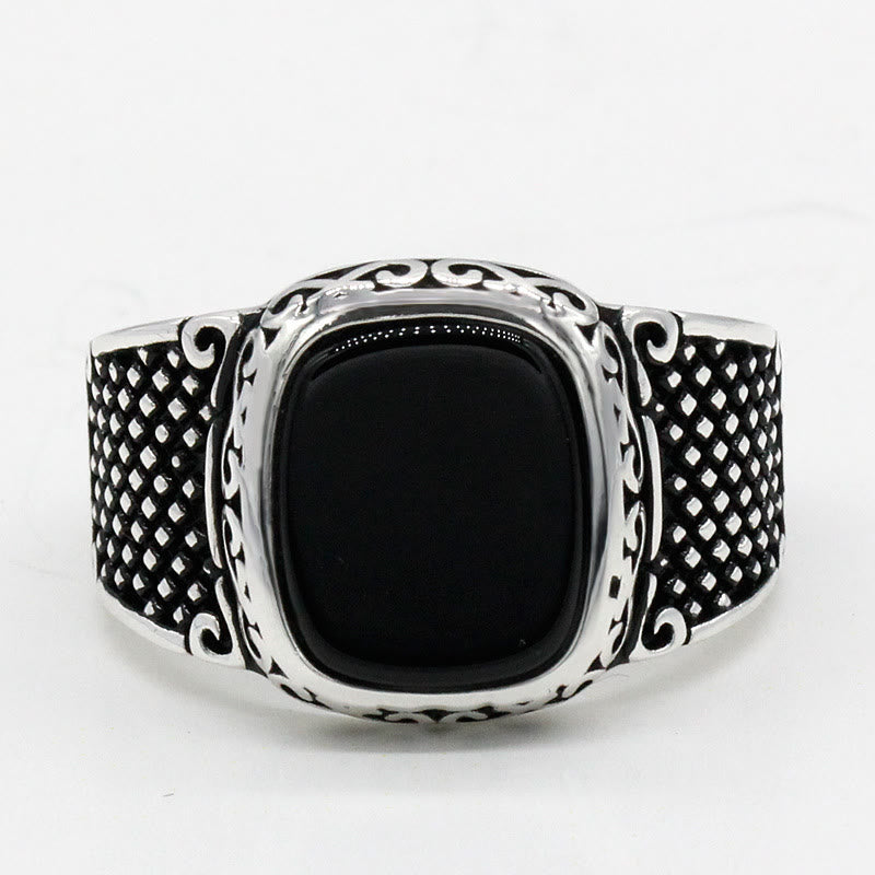 Zilveren Heren Ring met Zwarte Onyx Steen