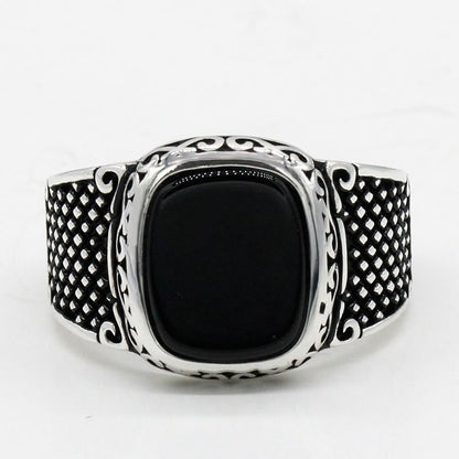 Zilveren Heren Ring met Zwarte Onyx Steen