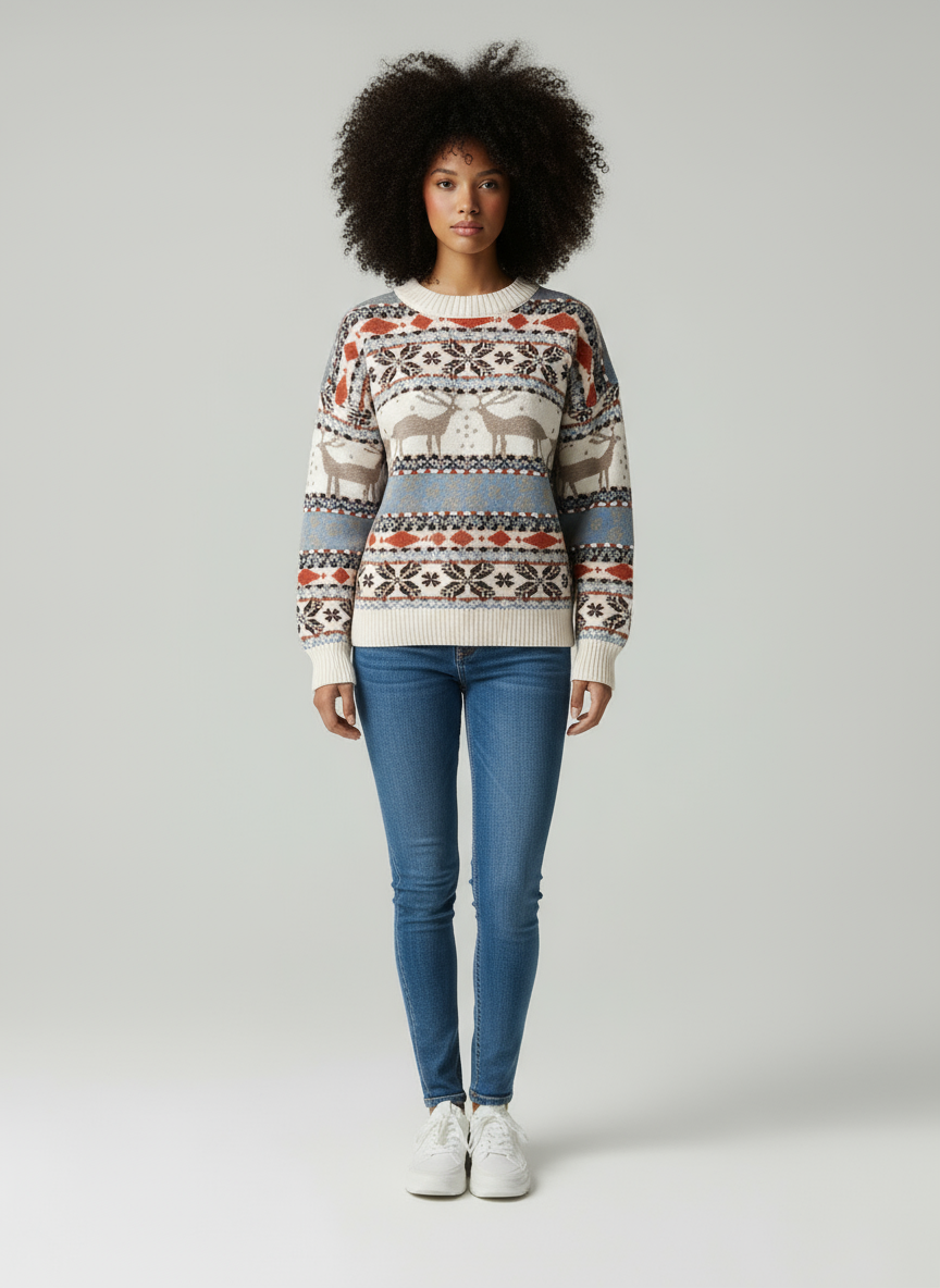 Dames Rendier Trui Gebreid Gezellig Feestelijk Winter - Mode Vibes