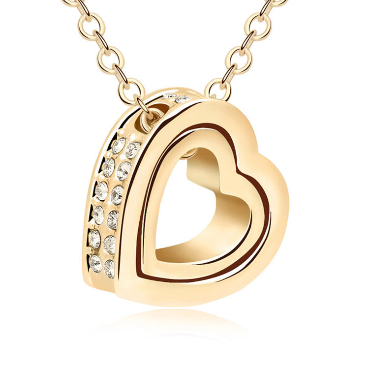 Dames Hart Ketting met Steentjes Trendy Zilverkleurig